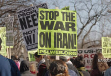 इरानमाथिको अमेरिकी–इजरायली आक्रमणविरुद्ध वासिङ्टनमा प्रदर्शन